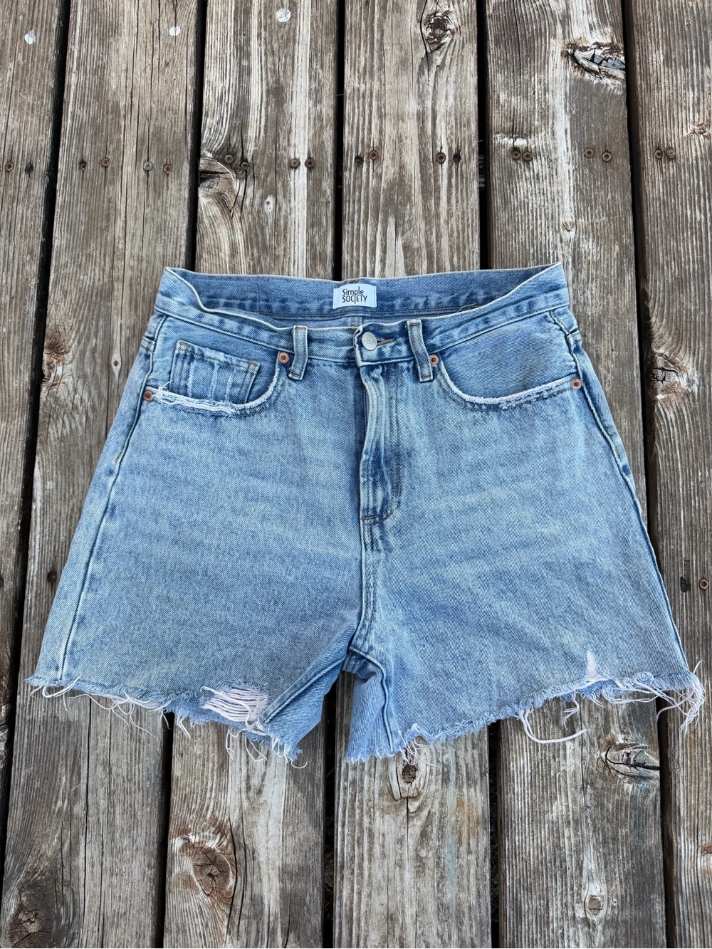 Simple Society Light Blue Denim Cutoff Shorts